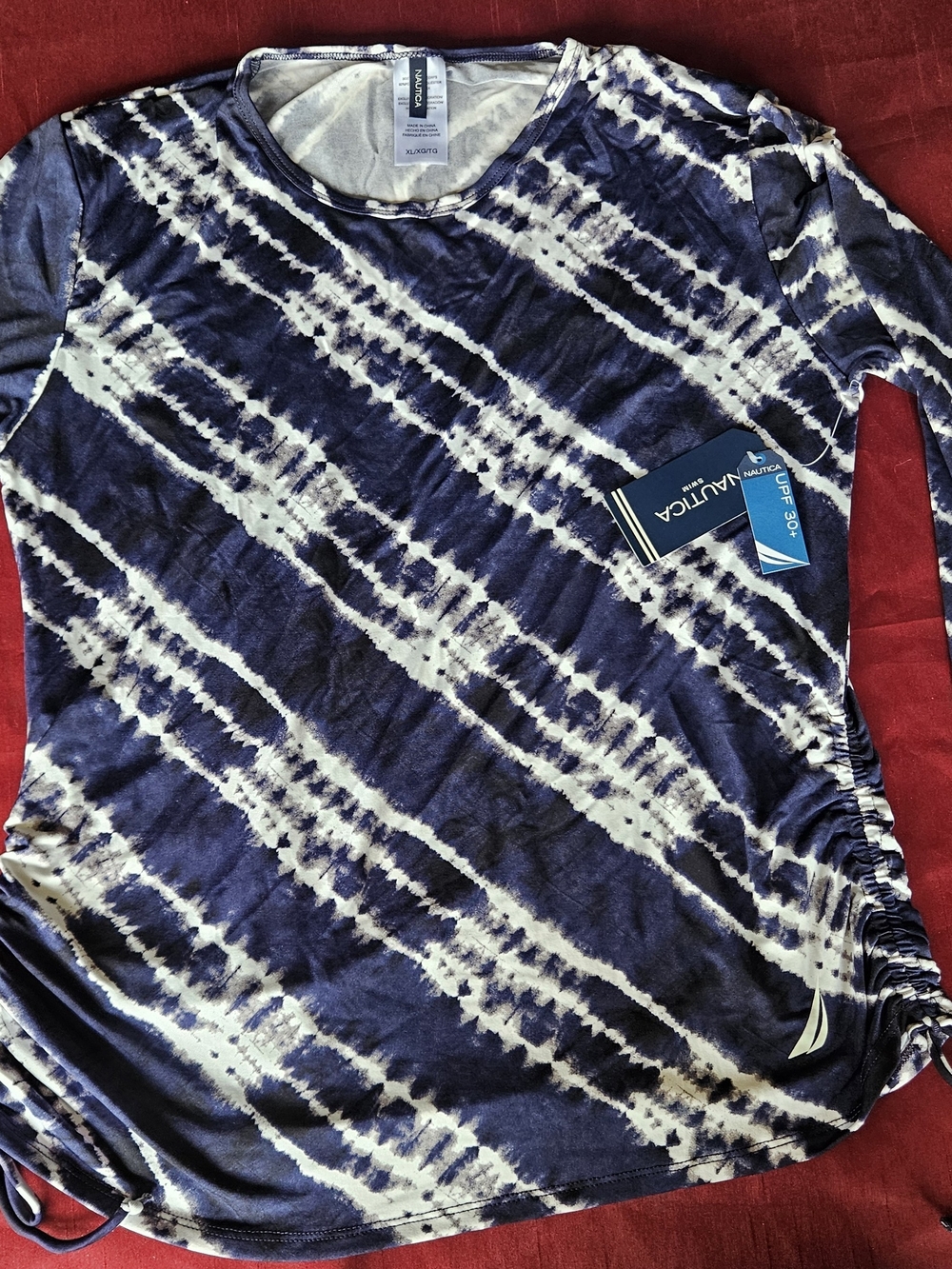 NAUTICA Blue Tie-Dye Short Sleeve Top